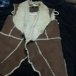 Suede and fur vest